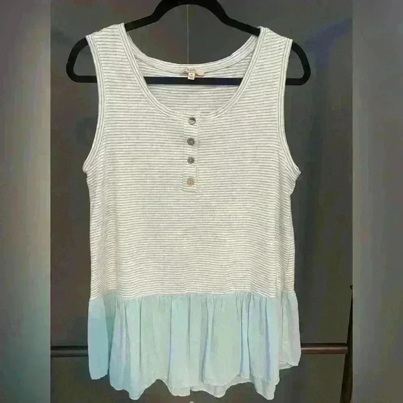 Kori‎ America Women’s teal striped tank top size M - Picture 3 of 12